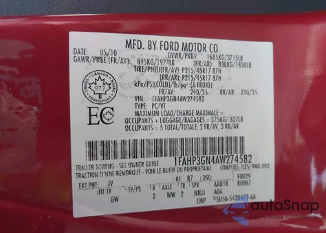 2010 Ford Focus Ses from USA, damaged, VIN 1FAHP3GN4AW274582